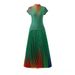 Women's Clothing rainbow print short sleeved loose skirt women's two piece suit_ecoleips.com