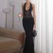 European And American Women's Fashion 2025 Summer New Style Fashionable Sexy Mesh Patchwork Backless Deep V Sheer Tie-Up_ecoleips.com