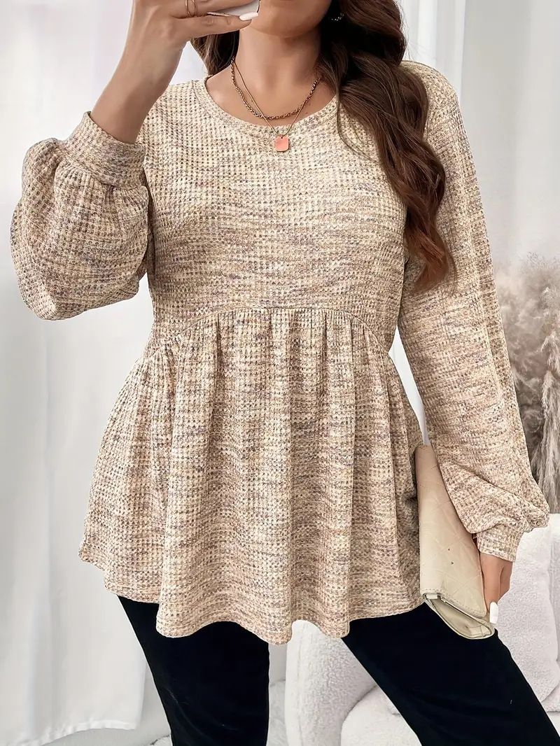 Plus Size Tie-Dye Peplum Top With Bell Sleeves – Stylish V-Neck T-Shirt For Women (1xl-5xl) Fashion Trends_ecoleips.com