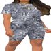 Women's Printed Sportswear Set Short Sleeved Round Neck Casual Two Piece Energetic Autumn Winter Shorts_ecoleips.com