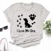 Women's Fashionable White Top With Animal Paw Print Short Sleeve T-Shirt For Women_ecoleips.com