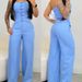 Cross-border Foreign Trade Fashion Two-piece Set, European And American Sexy Strapless Top With Solid Color Pants,_ecoleips.com