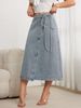 K Tethered Mid Skirt Elegant Women's Split Wrap Long Denim Skirt Loose Retro_ecoleips.com