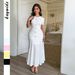 Elegant Bodycon Dress For Women - Stretchy High Waist Pencil Dress With Short Sleeves & Button Detail - Wrinkle-Free Polyester Blend (12 Colors)_ecoleips.com
