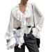 Aria Basics Aria Basics Autumn European And American Style Cross-Border Foreign Trade Women's Design Ruffled V-Neck Long Sleeve Tie Fashion_ecoleips.com