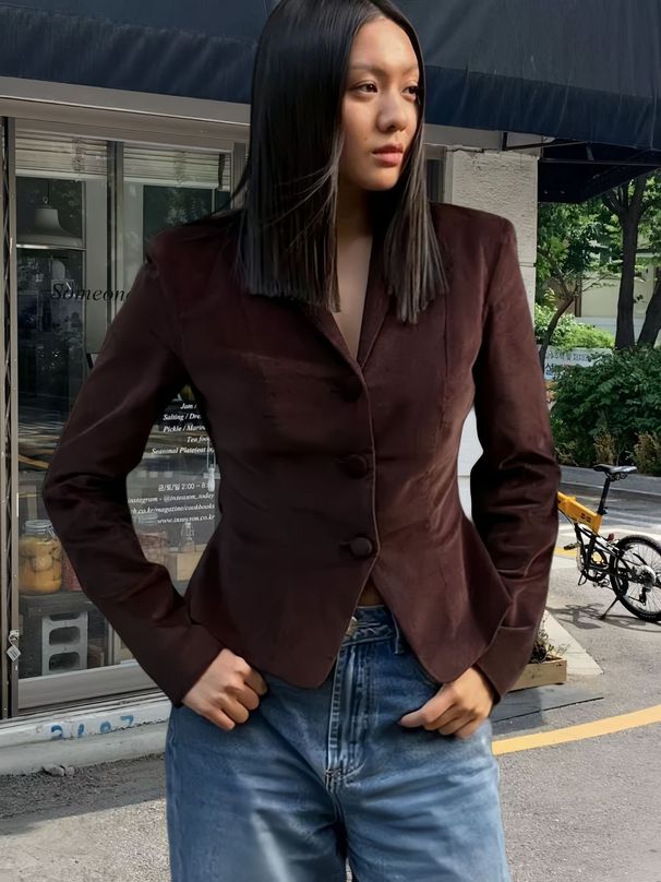 Slim-Fit Blazer Jacket – Versatile Stand Collar Coat For Work & Weekend_ecoleips.com