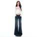 Retro Blue Low-waist Jeans For Women, 2025 Autumn New American Style, Non-clammy, Slimming Flared Pants_ecoleips.com