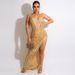 Women's Clothing sexy suspender waist waist see-through high slit leaking backpack hip dress_ecoleips.com