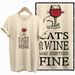 COOLMIND BEIGE Cat Print Exclusive Graphic 100% Cotton Women T Shirt Big Size Loose Cotton Cat Lover Women Tshirt LOVELY Cat Tee_ecoleips.com