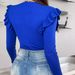 Women's Clothing Wooden Ear Edge Decoration Three Dimensional Flower Round Neck Woolen Top_ecoleips.com