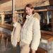 Women's Winter Puffer Jacket With Detachable Faux Fur Hood – Oversized Short Coat, Thickened Polyester Quilted Outerwear For Cold Weather_ecoleips.com