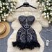 Luxury Hollow-Out Halter Gown With Beaded & Faux Fur Accents – Sexy Bodycon Dress For Women (S-2XL)_ecoleips.com