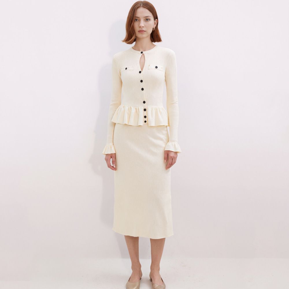 Women's Clothing Autumn Round Neck Knit Dress For Women Elegant Ruffle Design Long Sleeve Elegant Sophisticated Dress_ecoleips.com