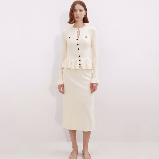 Women's Clothing Autumn Round Neck Knit Dress For Women Elegant Ruffle Design Long Sleeve Elegant Sophisticated Dress_ecoleips.com