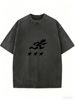 Unisex Oversized Graphic Tee, Vintage Washed Short Sleeve Streetwear Top With Relaxed Comfort_ecoleips.com