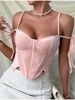 Women's Sexy Boned Cami Top With Adjustable Straps, Y2K Strap Detail Bustier Vest For Clubbing And Date Nights_ecoleips.com