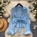 Women's French Style Bow Tie Blouse - Elegant Loose Fit Long Sleeve Shirt For Office & Casual Wear_ecoleips.com