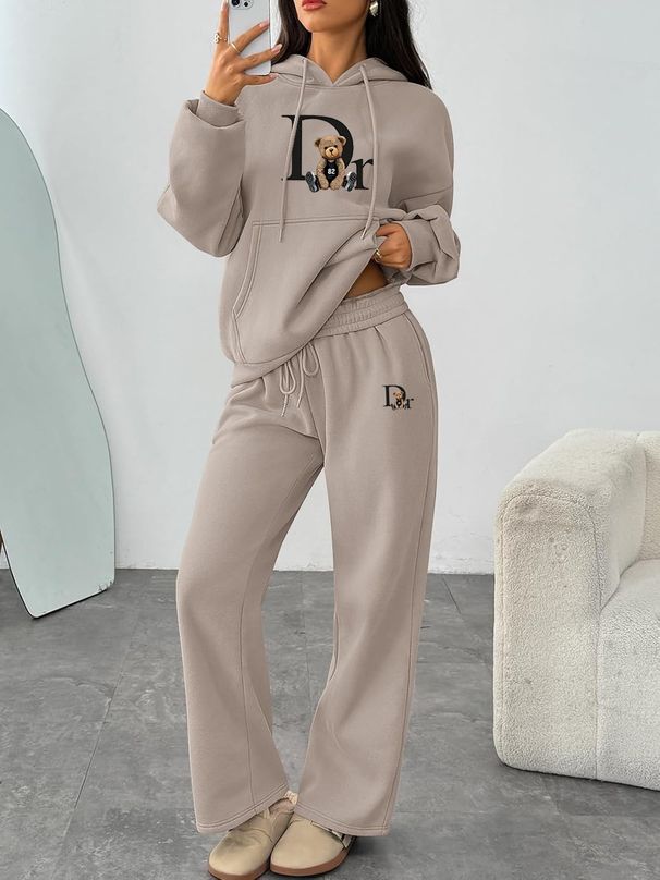 Women's Clothing Fashion Trendy Casual Women's Hoodie Sweatshirt Set Wide Leg Pants Straight Leg Pants American Autumn Winter Hot Selling_ecoleips.com