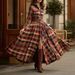 2026 New Spring Women's Clothing Vintage Plaid Slimming French Dress With Irregular Design_ecoleips.com