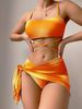 Women's Clothing Tie Dye Bikini Swimsuit Three Piece Mesh Skirt Split Bikini Swimsuit_ecoleips.com