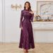 European And American Sequin Evening Elegant Party Dress, Long-sleeve Formal Dress_ecoleips.com
