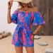 Off-Shoulder Floral Print Jumpsuit | Short Sleeve Wide-Leg Romper For Women, Casual Summer Street Style_ecoleips.com