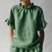 Women's Casual Flounce Hem Short Sleeve Top - Summer Solid Color Loose Fit Blouse (S-XXL, 7 Colors)_ecoleips.com