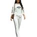 Women's Spring Autumn Loose Fitting Hooded Sweatshirt And Drawstring Pants Casual Simple Two-Piece Set Letter Print 2043_ecoleips.com