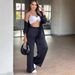 Women's Clothing Two Piece Suits Casual Elastic Waist Loose Trousers Ladies Shirt Suits_ecoleips.com