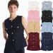 Women's Casual Versatile Vest Spring Fashion Style With Metal Buckle Belt Punk Texture Top_ecoleips.com