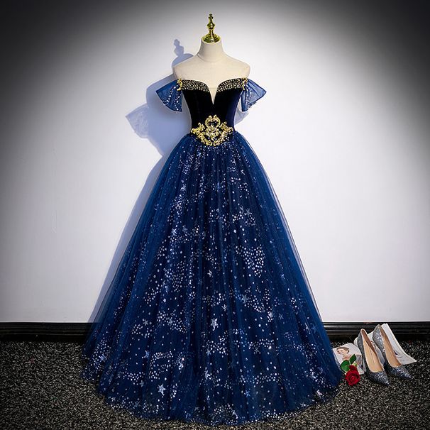 Women's Clothing Blue Evening Dress Female New Host Bel Canto Solo Vocal Art Examination Long Temperament Performance Clothing_ecoleips.com