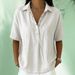 2026 Summer New Women's Clothing Loose And Comfortable Lapel Short Sleeve Solid Color Shirt White Shirt Women's Premium Sense_ecoleips.com