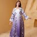 SW2514 New Muslim Women's Long Robe With Printed Rhinestones And Beading, Round Neck Style_ecoleips.com