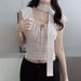 Y2k Fashion Sleeveless Top For Women - Trendy U-Neck Cropped Vest In Soft Pink - Polyester Stretch Casual Wear For Party & Daily Outfits (S/M/L/Xl)_ecoleips.com