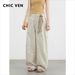CHIC VEN Women's Pants Solid Loose High Waist Slim Wide Leg Trousers Casual Thin Female Sport Pant Spring Summer 2025_ecoleips.com