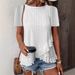Women's Fashion Casual Solid Color T-Shirt Round Neck Short Sleeved Spring Summer New American_ecoleips.com