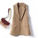 Back-slit Beige Blazer Women, New Spring/autumn Korean Style Design, Sleeveless Outerwear Vest For Petite Women_ecoleips.com