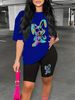 Summer Women's Casual And Fashionable Cartoon Rabbit Print Loose T-shirt+shorts Two-piece Sportswear Suitable For Daily Wear-107_ecoleips.com