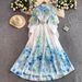 Women's French Style Lace Trimmed Stand up Collar Dress Long Sleeved Elegant Full Skirt Tie Waist Spring Autumn Resort Wear_ecoleips.com