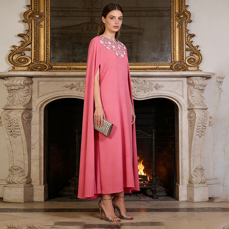 Women's Clothing Women's Rhinestone Studded Dress With Cape Style Shawl High End Loose Fit Neckline For Formal & Casual For Women_ecoleips.com