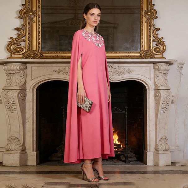 Women's Clothing Women's Rhinestone Studded Dress With Cape Style Shawl High End Loose Fit Neckline For Formal & Casual For Women_ecoleips.com
