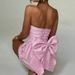 Cross-Border Summer New European And American Women's Fashion Elegant Sexy Solid Color Jacquard Strapless Bow Dress_ecoleips.com