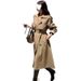 Women's Trench 2025 Autumn New Slim-Fit, British Style, Double-Breasted, Long Elegant Over-the-Knee Coat_ecoleips.com