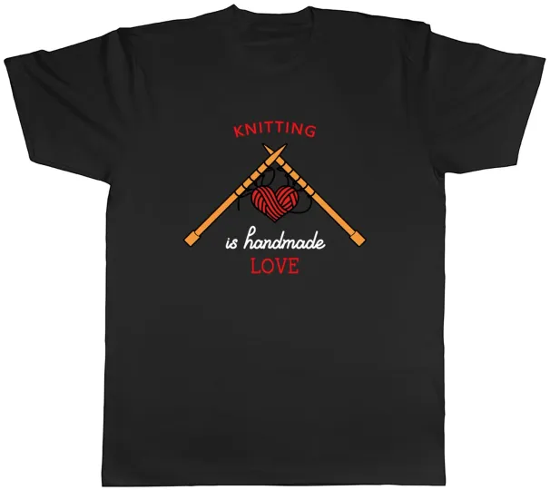 Women's T-Shirts Knitting Is Handmade Love Crochet Knit Sew Mens T-Shirt Tee Gift Top_ecoleips.com