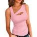 Women's Clothing Summer Cutout Sleeveless Vest Shirt American Style Rib Detail Sexy Basic Hot Girl T-Shirt_ecoleips.com