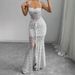AD243 Quality Model 2025 Spring Sexy Style Private Wear Socialite Women's Halter Square Neck Patchwork Dress_ecoleips.com