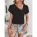 Cross-border 2025 Spring/Summer European And American Women's Clothing Casual Slim Fit Knitted Short Sleeve_ecoleips.com