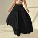 Elegant A-Line Long Skirt for Women Solid Color Perfect for Vacation And Casual Wear_ecoleips.com