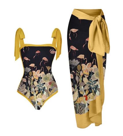 Women's Clothing One Piece Conservative Belly Covering Holiday Beach Hot Spring Short Sleeved Swimsuit Bikini Retro Bikini_ecoleips.com