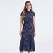 Elegant French Lace Tailored Dress – High Waist Peplum Hem With Floral Embroidery (Short Sleeve, Shirt Collar, Sizes S-3XL, Pink/Sky Blue/Navy)_ecoleips.com